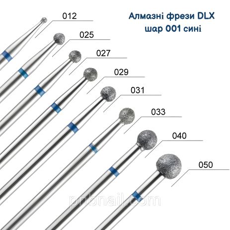 Алмазна фреза Куля синя DLX 001 (розміри- 014,025,031,033,040,050) Алмазна фреза Куля синя DLX 001 (розміри- 014,025,031,033,040,050)