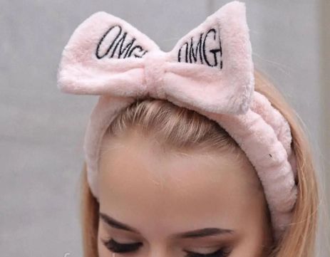 Повязка на голову OMG для мытья лица эластичная для волос с бантом