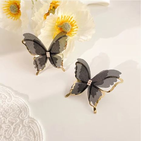 Серьги с бабочками черные бабочки сетчатые Butterfly
