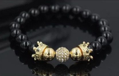 Браслет двойная корона Crown с короной из шунгита черного вулканического камня