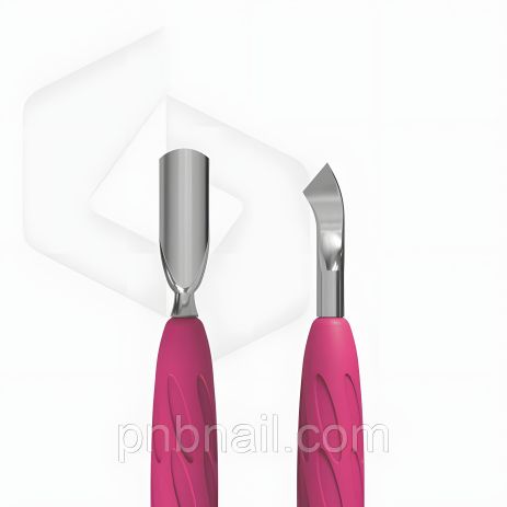 Маникюрный пушер с силиконовой ручкой “Gummy” UNIQ 10 TYPE 4.2 (узкий округлый пушер + изогнутое лезвие)