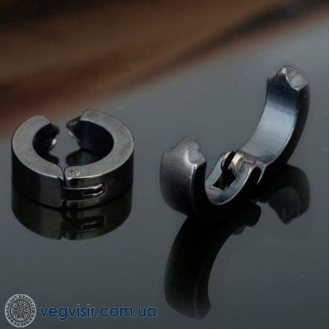 Модные мужские серьги-клипсы из нержавеющей стали черные на одно ухо готические панк без прокола серьга
