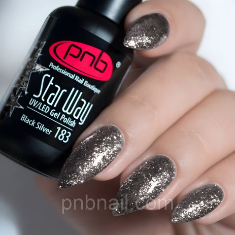 PNB Гель-лак - Black Silver 183, 8 мл PNB Гель-лак - Black Silver 183, 8 мл