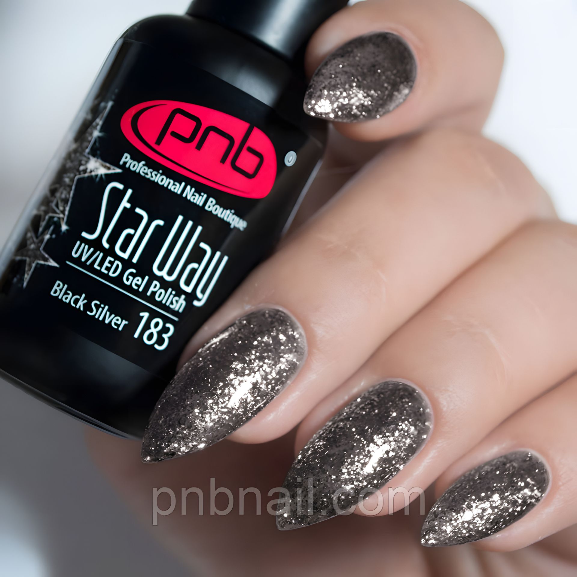 PNB Гель-лак - Black Silver 183, 8 мл PNB Гель-лак - Black Silver 183, 8 мл