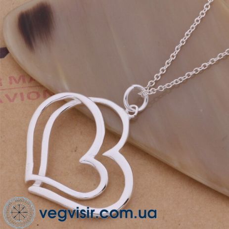 Шикарная подвеска кулон двойное сердце love стерлинговое серебро 925 проба тиффани tiffany