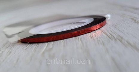 Лента скотч для дизайна, 2мм красная голографика Лента скотч для дизайна, 2мм красная голографика