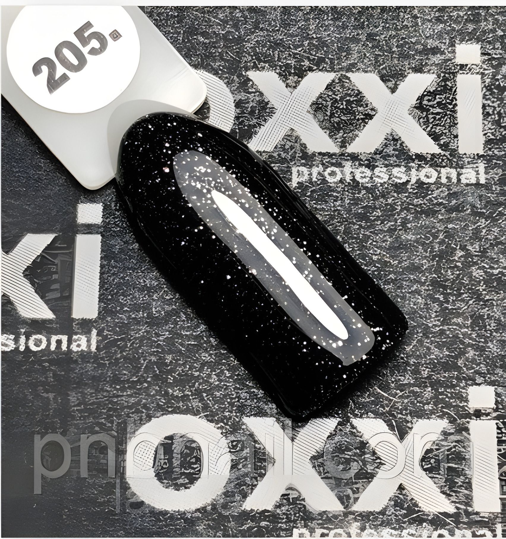 Гель-лак OXXI Professional No205 (чорно-сріблясті блискітки), 10 мл Гель-лак OXXI Professional No205 (чорно-сріблясті блискітки), 10 мл