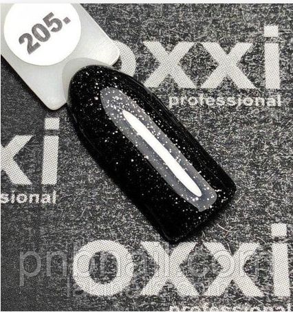 Гель-лак OXXI Professional No205 (чорний зі сріблястими блискітками), 10 мл