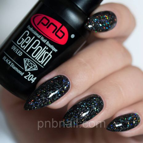 Гель-лак PNB № 204 Black Diamonds, 8 мл