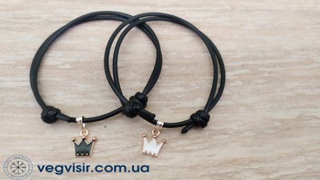Парные браслеты для двоих влюбленных с подвеской короной Корона King