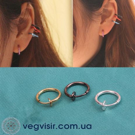 Кафф клипс на ухо серьга на одно ухо унисекс Серьги без прокола клипсы каф Clips Clip панк-рок