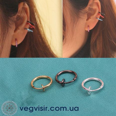 Каф кліпс на вухо сережок на одне вухо унісекс Сережки без проколювання кліпси каф Clips Clip панк-рок