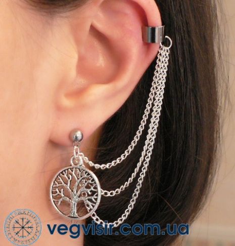Кафф дерево жизни Дивергент амулет клипс на ухо без прокола клипсы каф