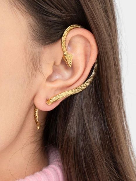 Кафф кліпс на вухо у формі змії Змія серьга Earcuff