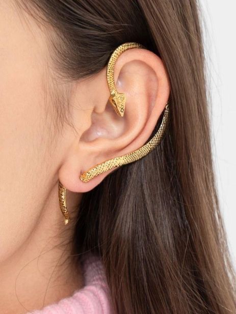 Кафф клипс на ухо в форме змеи Змея серьга Earcuff
