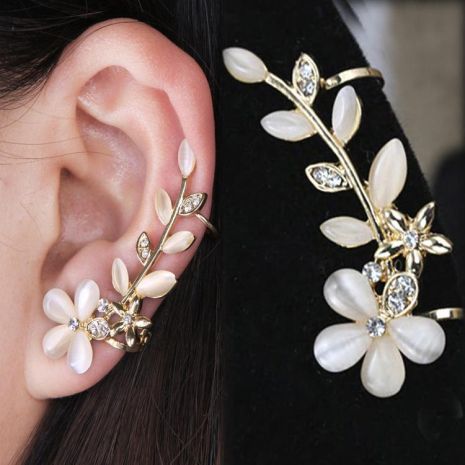Кафф кліпс на вухо Квіти кристали без проколу Елегантний сережка Earcuff Кліп каф сережки