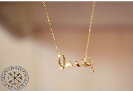Кулон Подвеска с надписью Love сердце с жемчугом