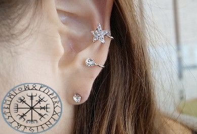Кафф клипс на ухо Звездочка звезда Star кристалл Элегантный Панк серьга Earcuff Клип каф серьги
