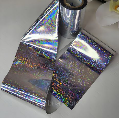 Фольга для дизайну срiбних нігтів, кристали / 1м. Фольга для дизайну срiбних нігтів, кристали / 1м.