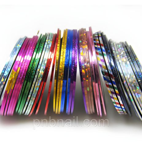 Набір стрічок скотчу для дизайну нігтів, кольори в асортименті, 1 мм червона