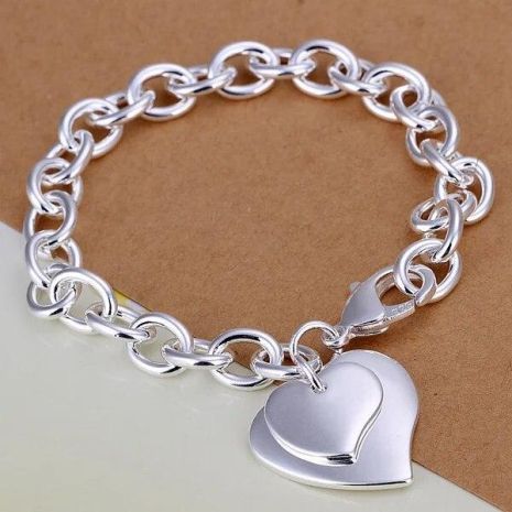 Браслет женский двойное сердце Heart стерл. ср. проба тиффани tiffany