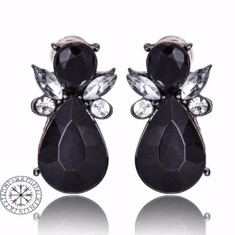 Вишукані сережки-срібні чорні Black камені кристали стильні вечірні