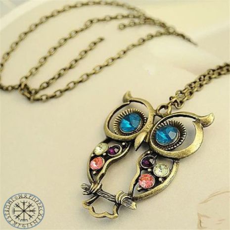 Изысканная Подвеска кулон сова OWL со стразами длинная цепочка