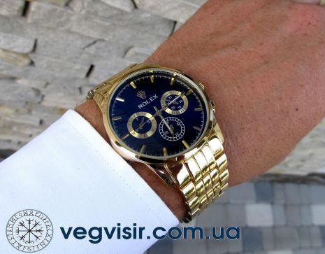 Супер -круглі чоловічі кварцові годинники Rolex у золотому стилі