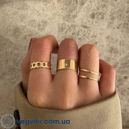 Набор женских колец 3 шт регулируемые комплект на костяшки фаланги