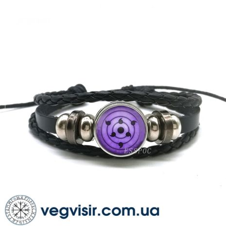 Шикарный кожаный браслет шаринган Наруто Sharingan Shippuuden в виде цветка глаз Аниме амулет талисман Naruto
