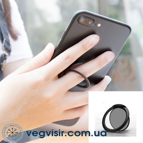 Кільце тримач для телефону чорний Ууісекс попсокет на палець PopSocket