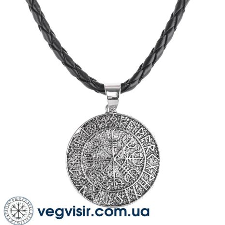 Кулон подвеска Вегвизир Рунический компас шлем ужаса в футарке на шнурке Vegvisir