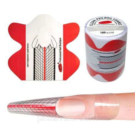 Форми прозорі для моделювання нігтів (PVC-пластик) / Clear-Pro Nail Forms PNB / 100 шт