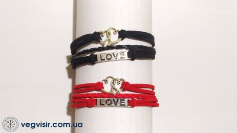 Парні браслети подвійне серце Love для закоханих