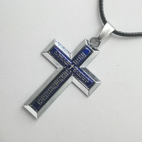 Подвеска крест с молитвой из стали кулон крестик в виде креста