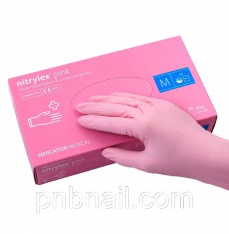 Рукавички нітрилові NITRYLEX PINK р. М, 100 шт