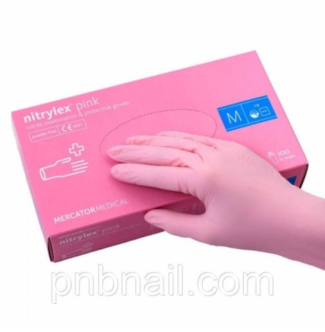 Рукавички нітрилові NITRYLEX PINK р. М, 100 шт