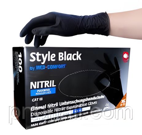 Чорні нітрилові рукавички, Ampri Style Black, 100 шт / уп (розмір - XL)