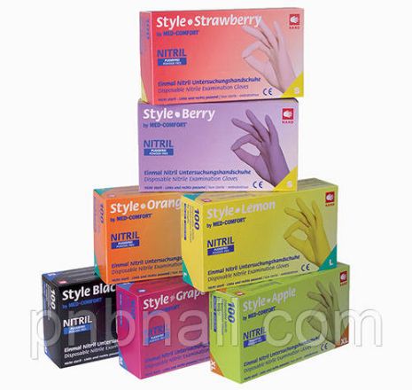 Перчатки нитриловые без пудры Ampri STYLE COLOR / XS ( розовые, салатовые )
