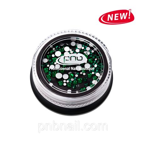 Зелені стрази PNB, мікс розмірів, скло, 200 шт.