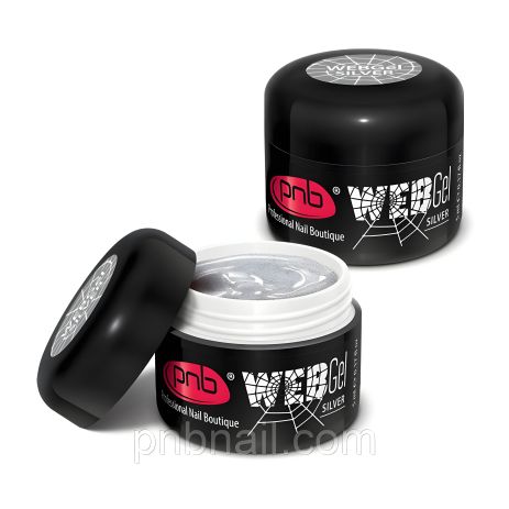 Серебряный гель-паутинка PNB / UV/LED WebGel Silver, объем 5 мл Серебряный гель-паутинка PNB / UV/LED WebGel Silver, объем 5 мл