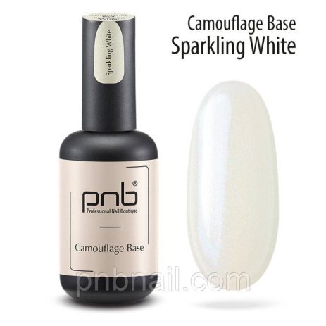 УФ/ЛЕД Камуфлирующая база PNB, искристая белая / Sparkling White, 8 мл 17