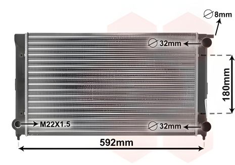 Охолодження двигуна радіатор SEAT TOLEDO, VW JETTA, Van Wezel (58002045) Охолодження двигуна радіатор SEAT TOLEDO, VW JETTA, Van Wezel (58002045)