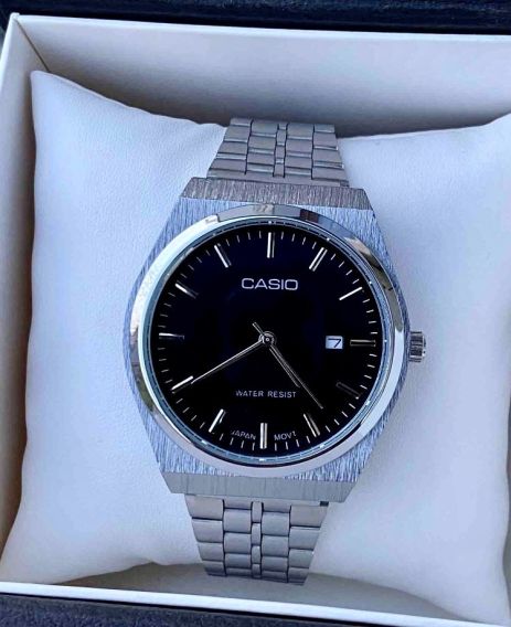 Супермодные кварцевые мужские часы Casio в серебренном цвете