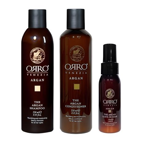 Набір ORRO TRIO Venezia The Argan: шампунь, кондиціонер, спрей-маска, 250/250/50 мл