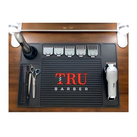 Килимок професійний TRU BARBER для перукарських інструментів, плойки, прасочки, 45х30 см