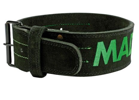 Пояс (тяжелая атлетика) Мадмакс MFB-301 Suede Single Prong кожаный Black/Green M