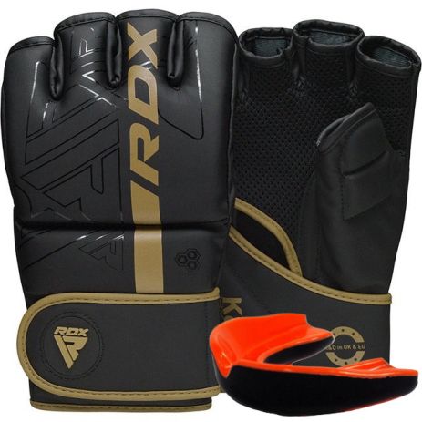 Перчатки (ММА) RDX F6 KARA Matte Golden L (капа в комплекте)