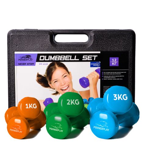 Набір гантелей у випадку 12 кг. Turn 4118 Fitness Dumbells (2pcs.*1kg. 2pcs.*2kg. 2pcs.*3kg.)