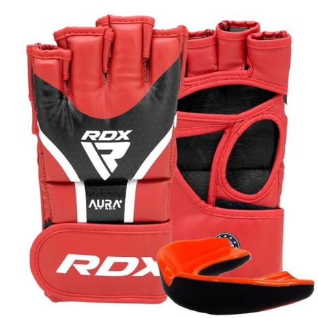 Перчатки (ММА) RDX AURA PLUS T-17 Red/Black M (капа в комплекте)